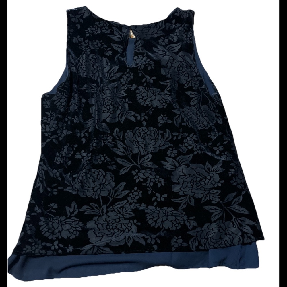 Navy blue black velvet paisley grunge goth witchy fairy grunge top